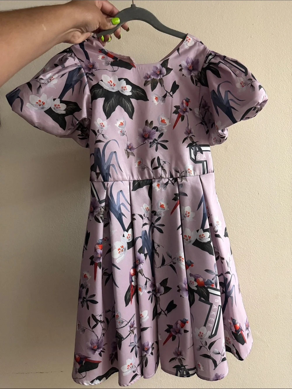 Ted Baker Lilac Floral Puff-Sleeve Party Dress - Picture 4 of 5